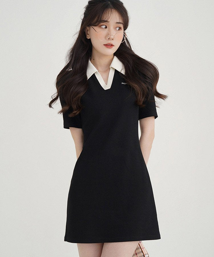 バイカラーAラインショートポロワンピース 5