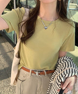 マルチカラークルーネックベーシックリブTシャツ16