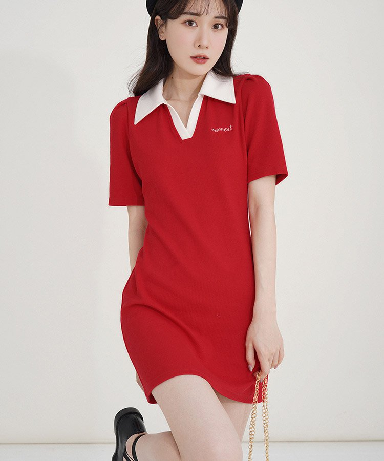 バイカラーAラインショートポロワンピース 10