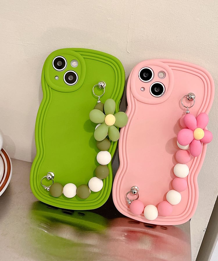 ウェーブフレームフラワーチャームスマホケース24