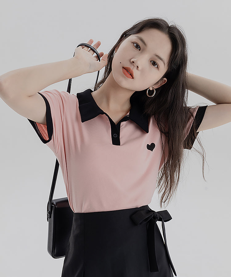 ワンポイントハートバイカラーポロシャツ 3