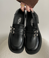 ダブルベルト厚底ローファー