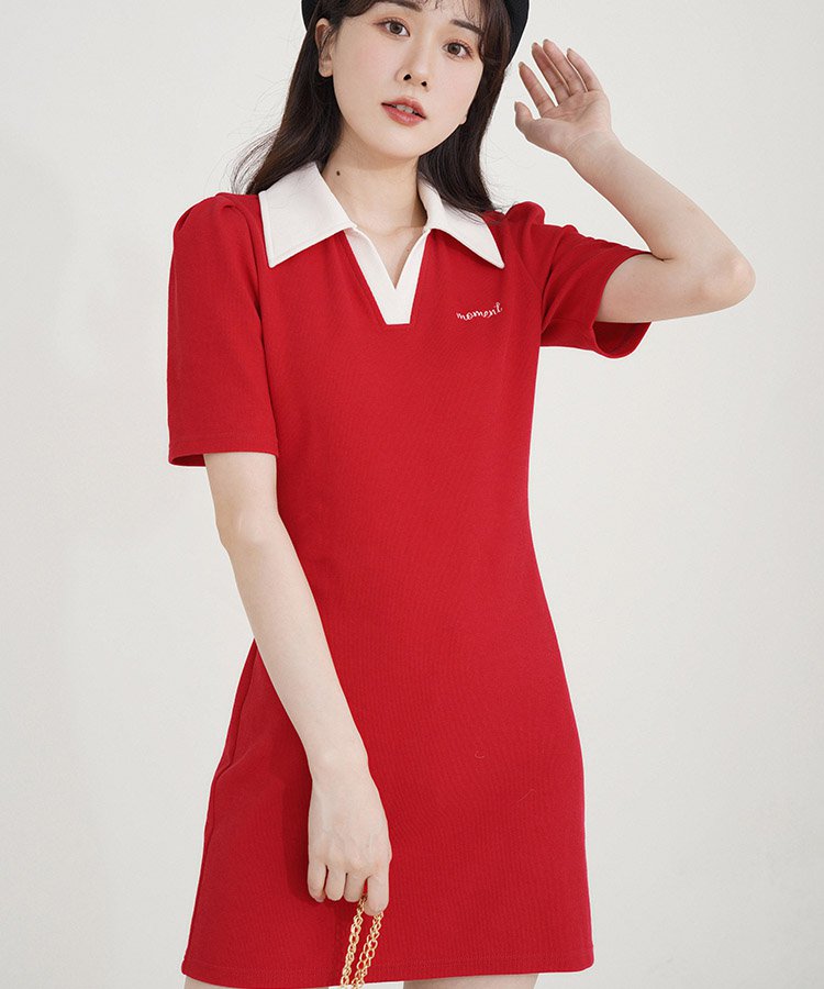 バイカラーAラインショートポロワンピース 11