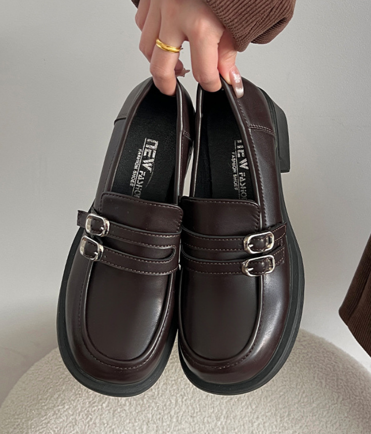 ダブルベルト厚底ローファー