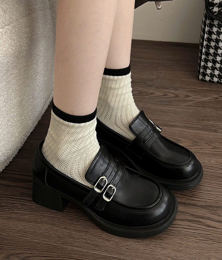 ダブルベルト厚底ローファー