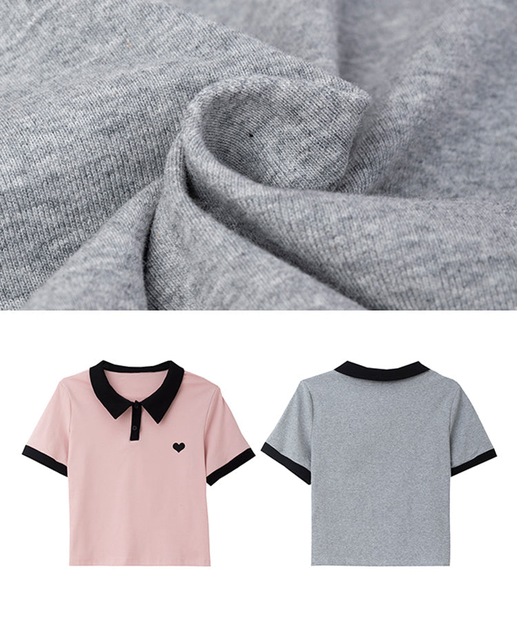 ワンポイントハートバイカラーポロシャツ 12