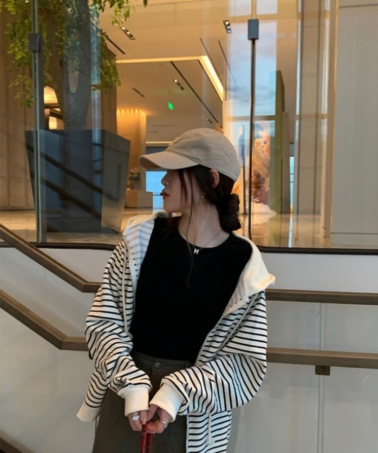 マルチカラークルーネックベーシックリブTシャツ13