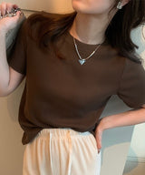 マルチカラークルーネックベーシックリブTシャツ28