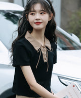 レースアップバイカラーカジュアルシャツ 18