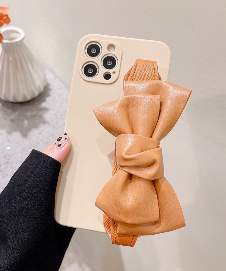 フェイクレザービッグリボンベルトスマホケース1