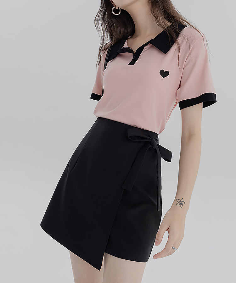 ワンポイントハートバイカラーポロシャツ 1