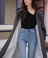 フード付きランタンスリーブロングジャケット