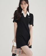 バイカラーAラインショートポロワンピース 1