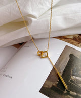 ダブルスクエアラリエットネックレス1