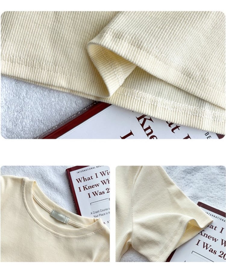 マルチカラークルーネックベーシックリブTシャツ20