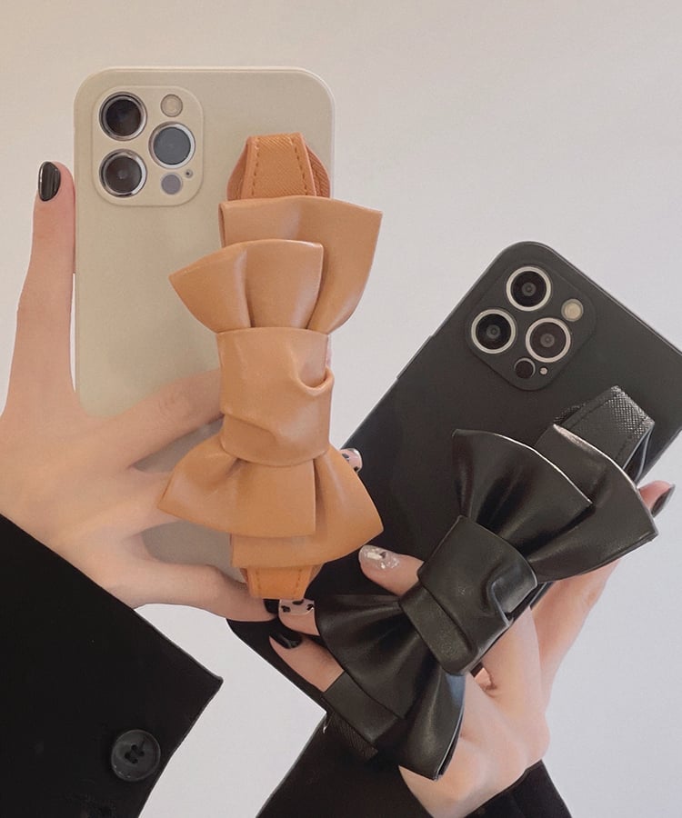 フェイクレザービッグリボンベルトスマホケース2