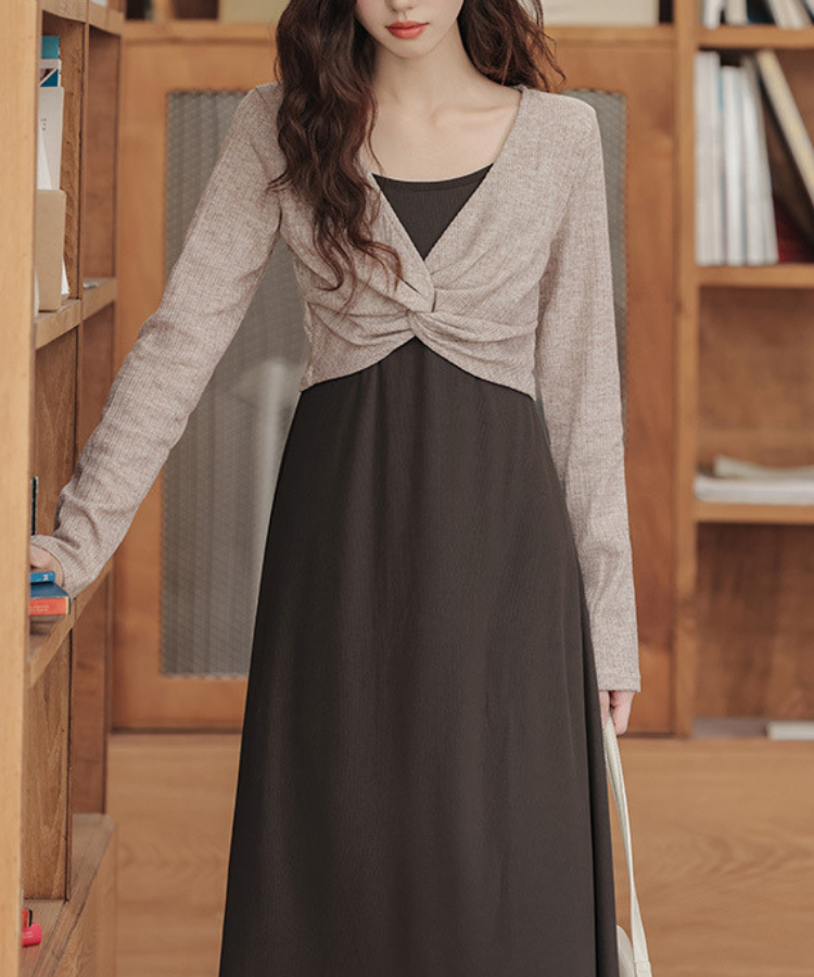 ツイストショートニット＋キャミソールワンピース2点セット