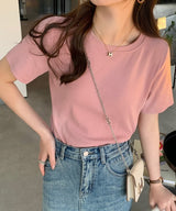 マルチカラークルーネックベーシックリブTシャツ2