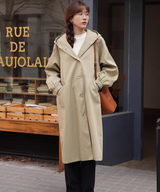 フード付きランタンスリーブロングジャケット