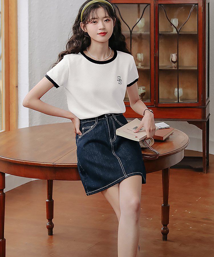 ワッフルバイカラーワンポイントTシャツ 2