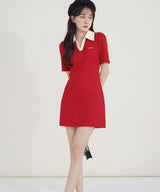 バイカラーAラインショートポロワンピース 2
