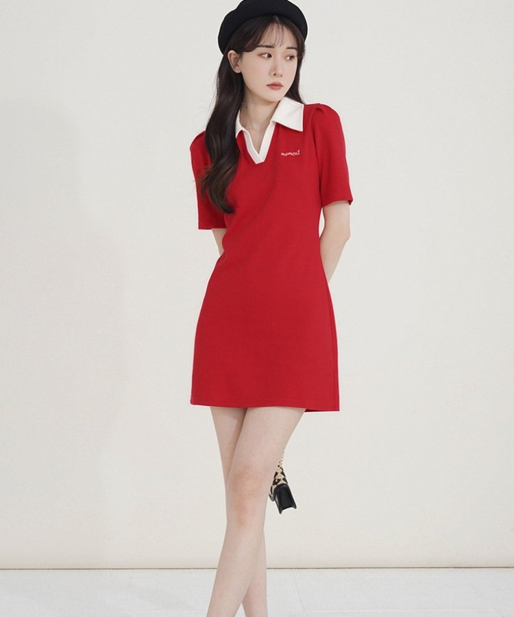 バイカラーAラインショートポロワンピース 2