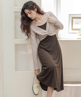 ツイストショートニット＋キャミソールワンピース2点セット