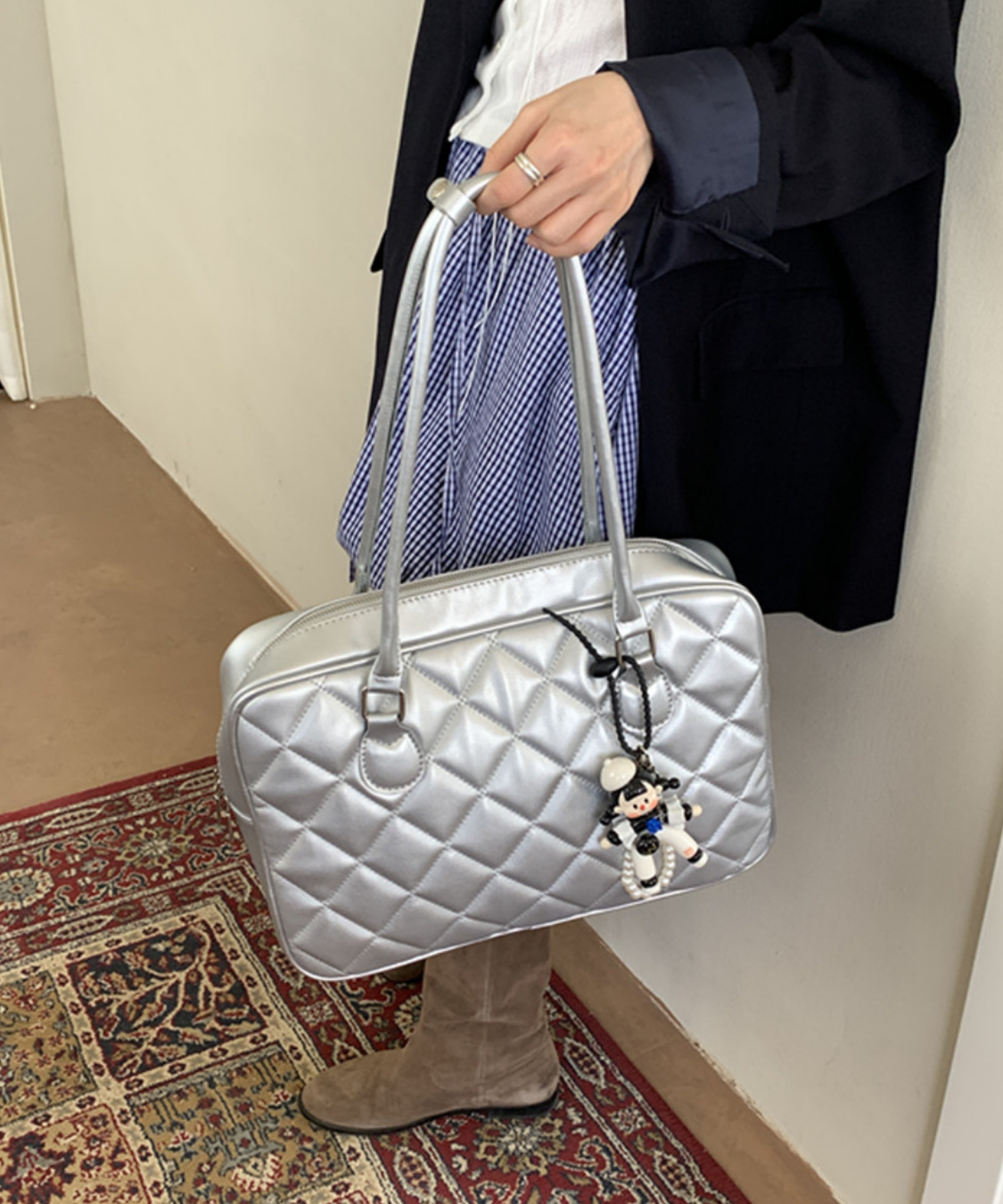 キルティングスクエアボストンバッグ