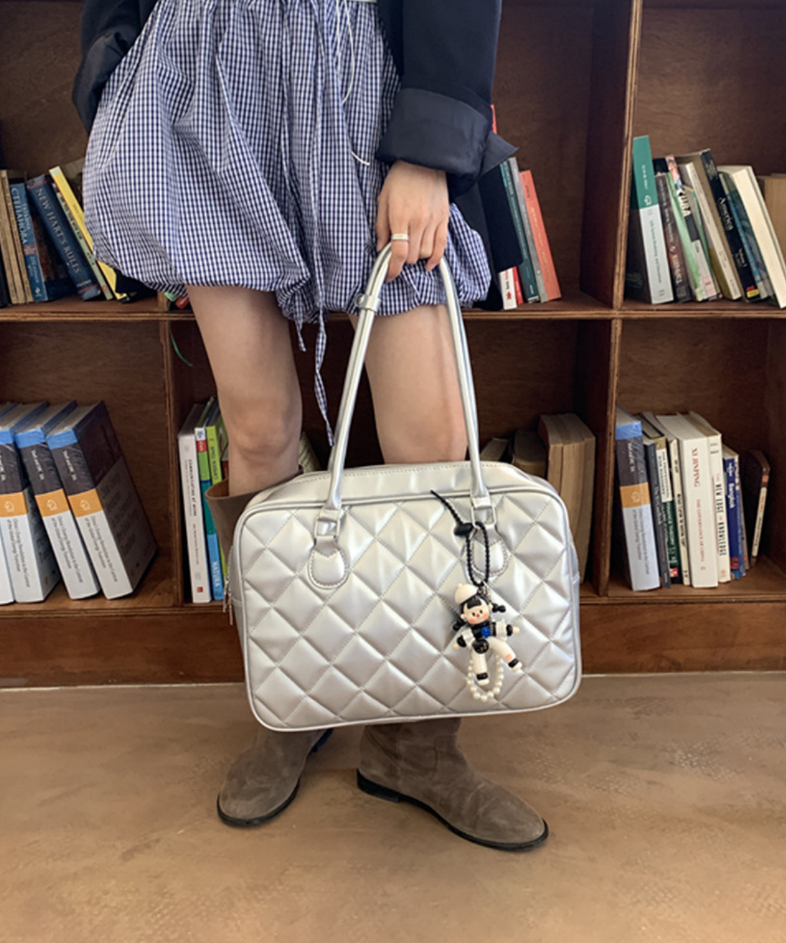 キルティングスクエアボストンバッグ