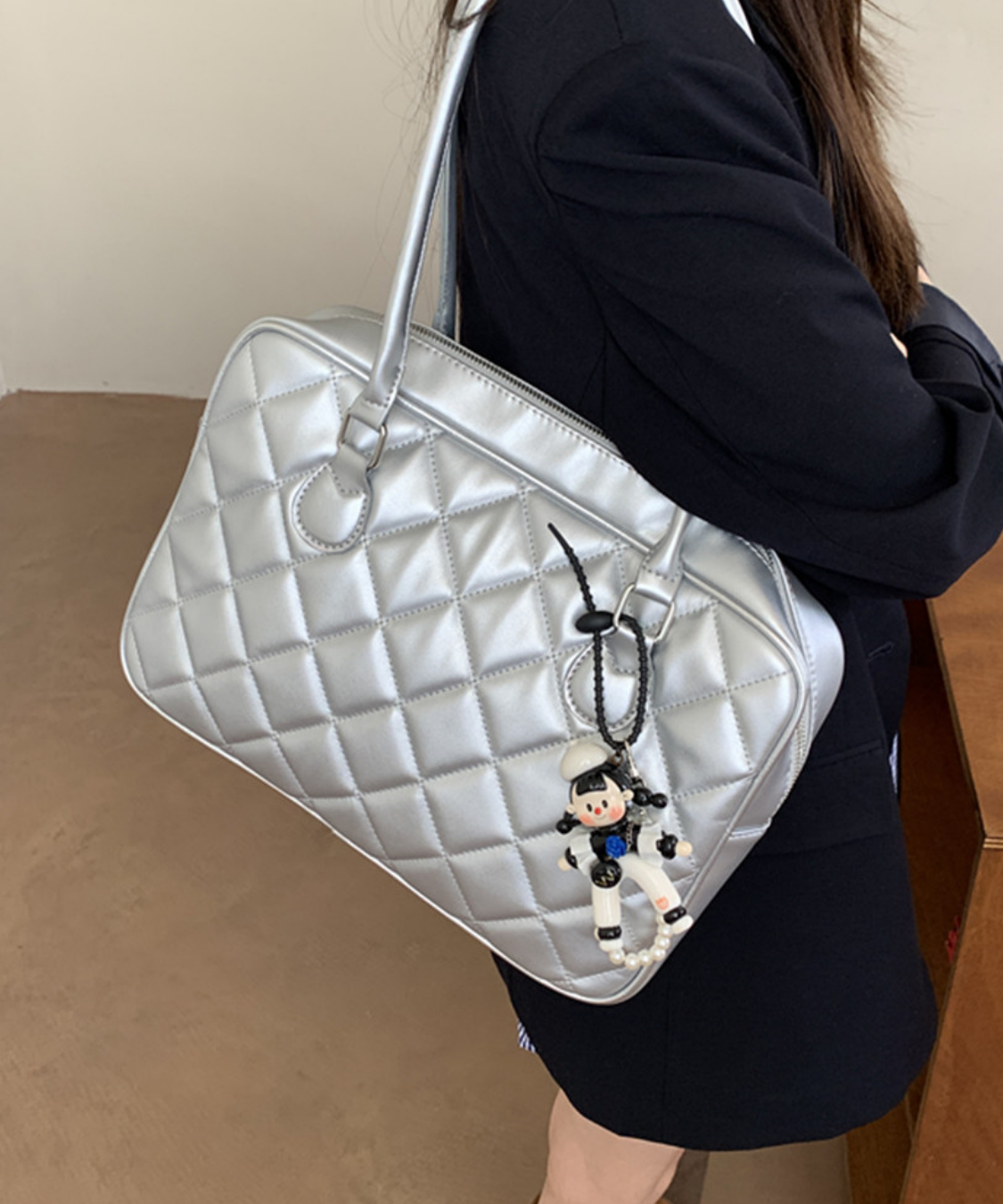 キルティングスクエアボストンバッグ