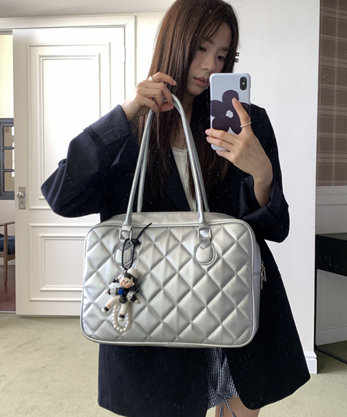 キルティングスクエアボストンバッグ