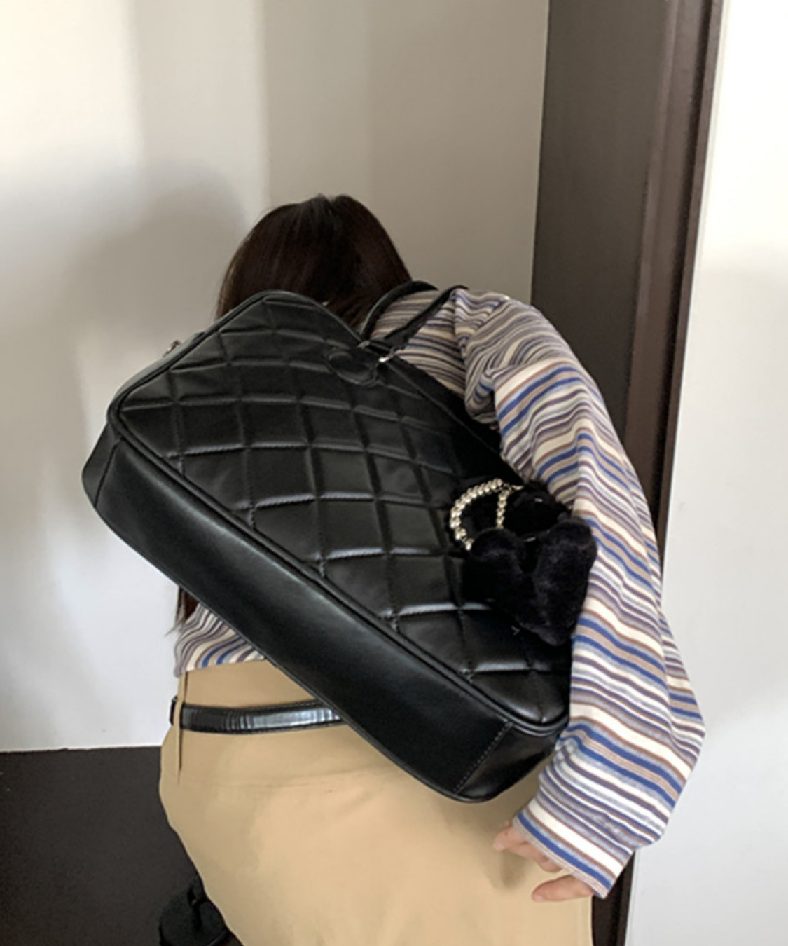 キルティングスクエアボストンバッグ