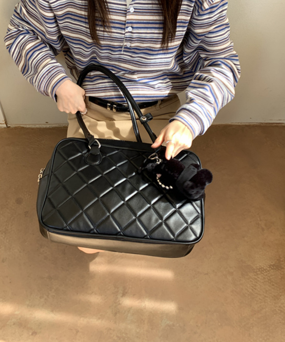 キルティングスクエアボストンバッグ