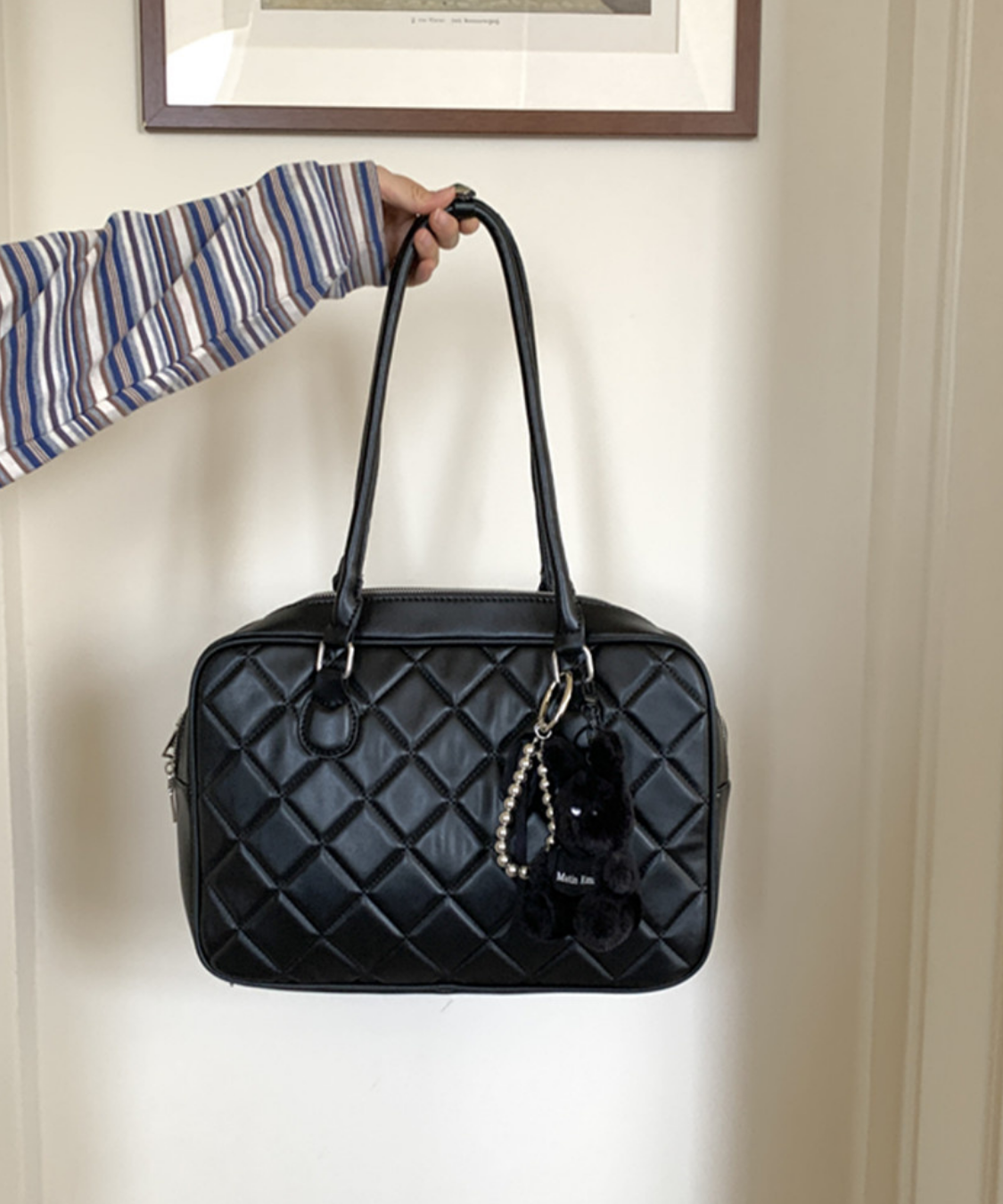 キルティングスクエアボストンバッグ