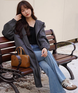 フード付きランタンスリーブロングジャケット