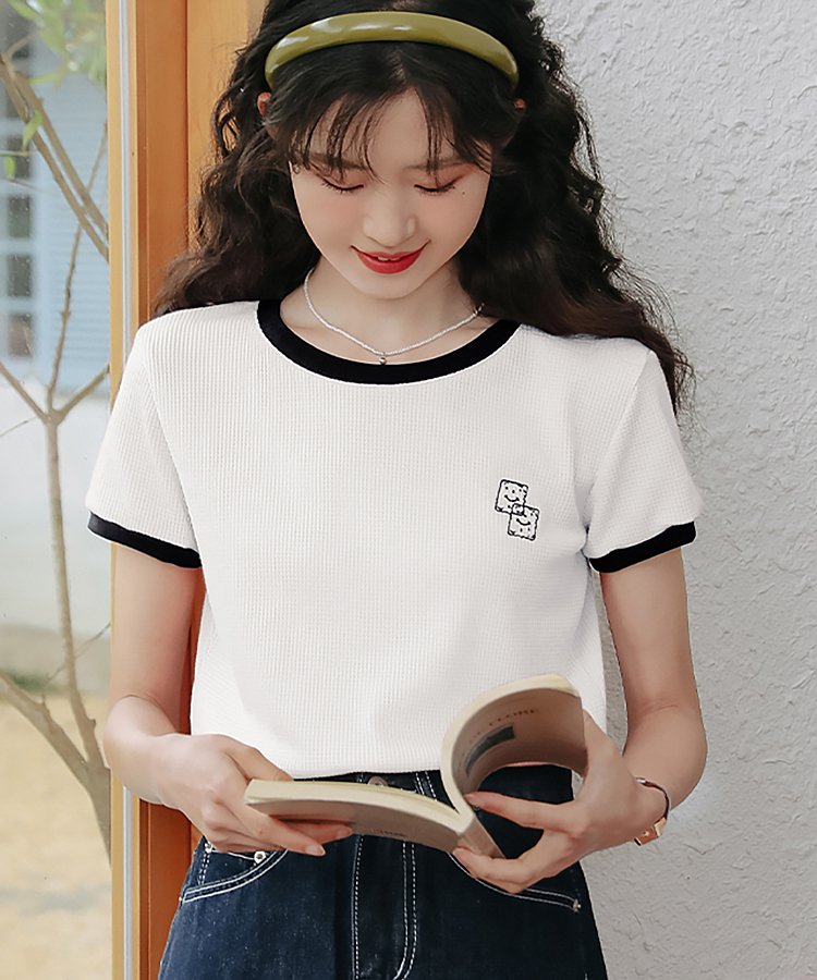 ワッフルバイカラーワンポイントTシャツ 3