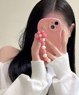 ウェーブフレームフラワーチャームスマホケース3