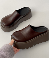 プラットフォームフェイクレザーサボ