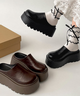 プラットフォームフェイクレザーサボ