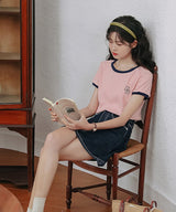 ワッフルバイカラーワンポイントTシャツ 4