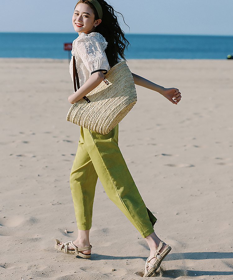 フロントリボンショルダーフリルレースシアートップス 5