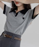 ワンポイントハートバイカラーポロシャツ 5