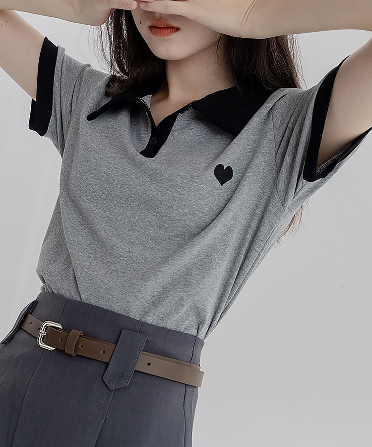 ワンポイントハートバイカラーポロシャツ 5