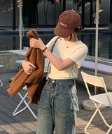 マルチカラークルーネックベーシックリブTシャツ5