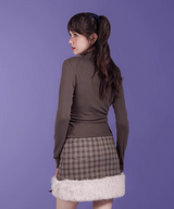 ハーフネックスリムリボントップス