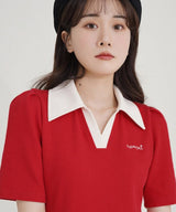 バイカラーAラインショートポロワンピース 6