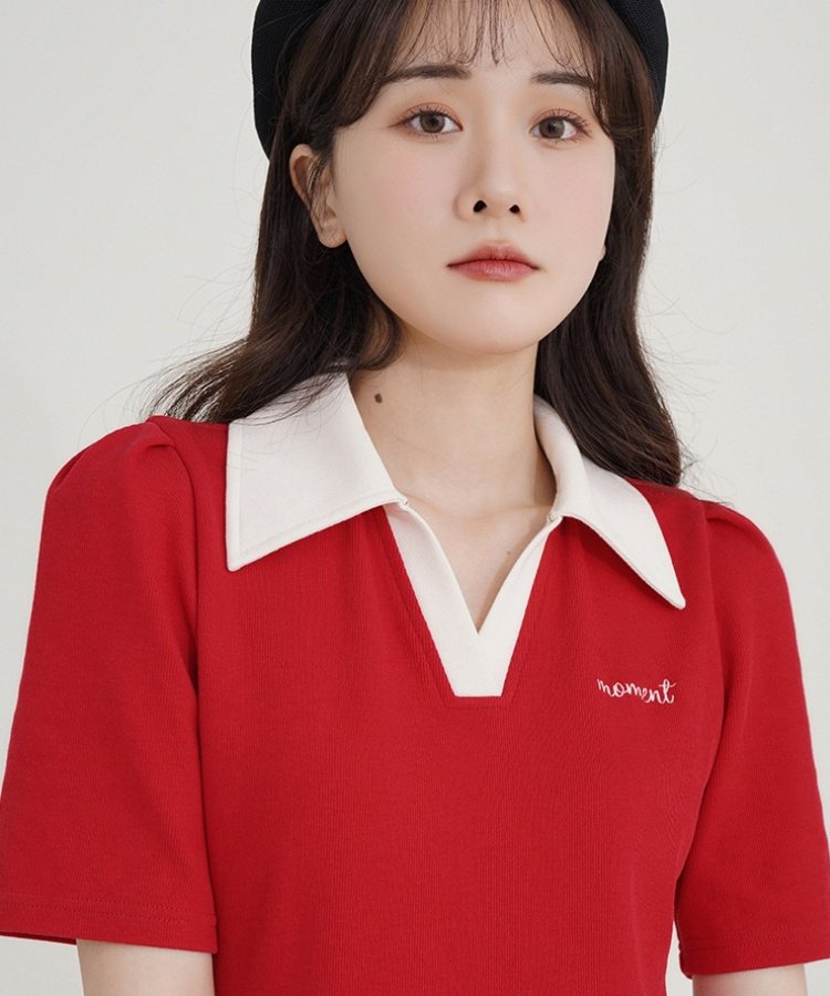 バイカラーAラインショートポロワンピース 6