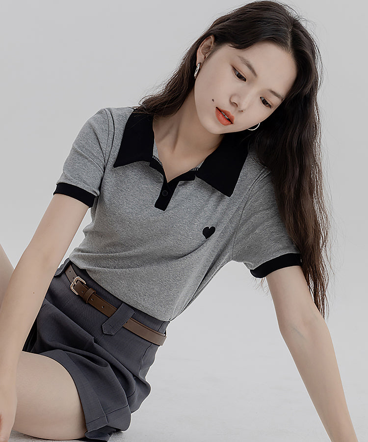 ワンポイントハートバイカラーポロシャツ 6