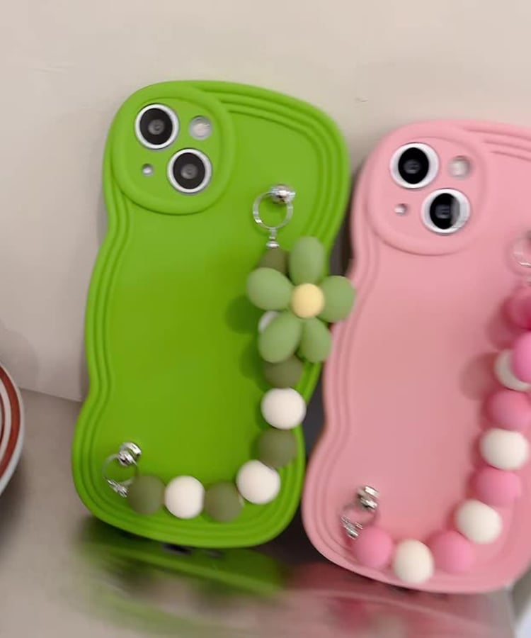 ウェーブフレームフラワーチャームスマホケース7