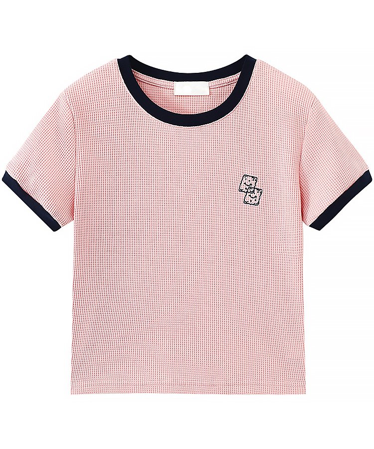 ワッフルバイカラーワンポイントTシャツ 7